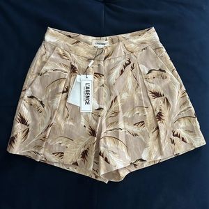 L'Agence shorts Vittoria palm leaf print pleated linen size O